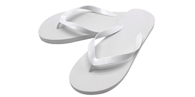 Plain white flip flops sales