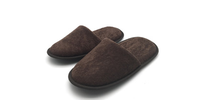 Closed toe Brown Color Terry Slipper Hotel And Resorts Bathroom Slippers With EVA Sole