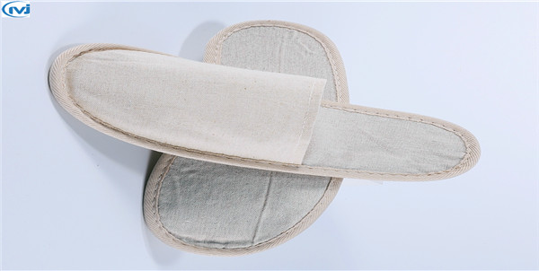 100% Biodegradable Compostable Closed Toe Cotton Canvas Hotel Bathroom Slippers