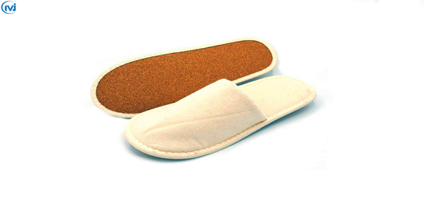 cork sole 100% plastic free personalized logo compostable recycled bio hotel room slipper